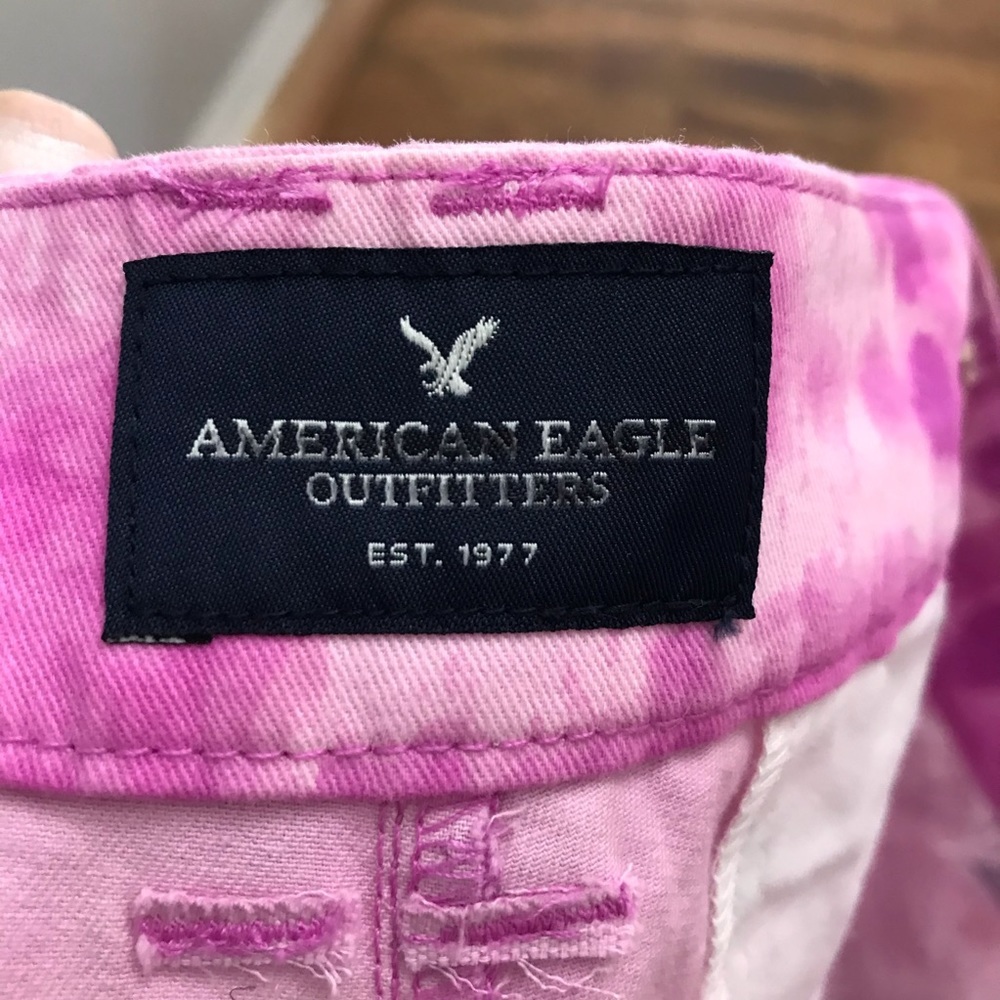 NWOT American Eagle Shortie Shorts Tie Dye 4 purple pink white - Picture 7 of 8